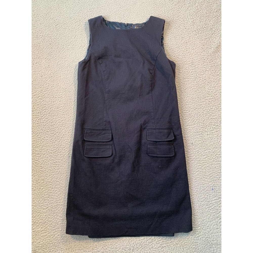 Brooks Brothers Sheath Dress Womens 8 Navy Blue Textured Cotton Business Career